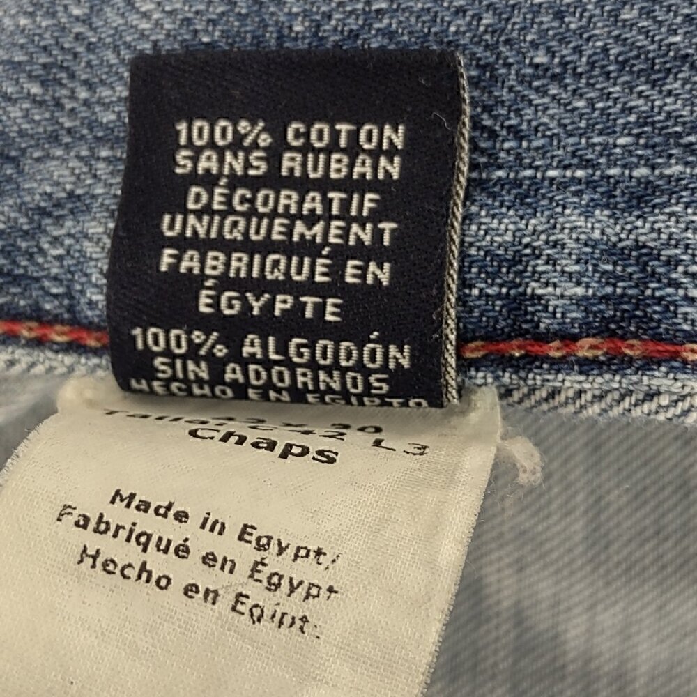 Chaps Straight Fit Blue Denim Cargo 100% Cotton Y2K Vintage Jeans Size 42x30 - Picture 10 of 10